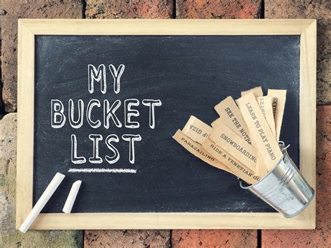 Bucket listers - Dec 12, 2023 · These bucket list ideas will test your limits and help you grow. Set a world record. Run a 5k. Run a 10k. Run a 1/2 or full marathon. Complete a full triathlon. Learn to fly. Learn to play the piano. Learn to play the guitar. 